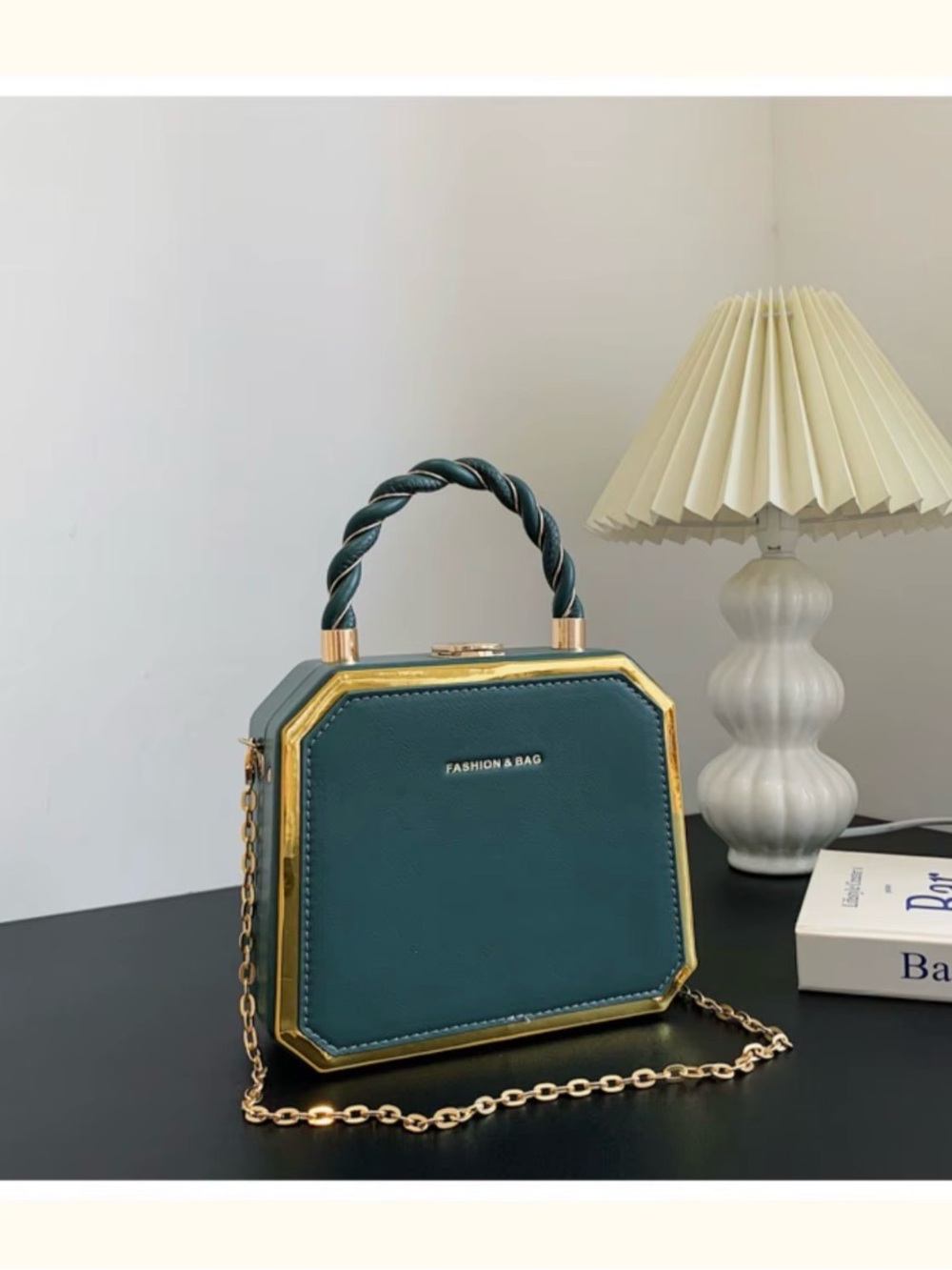 Teal Twisted-Handle Women’s Box Bag